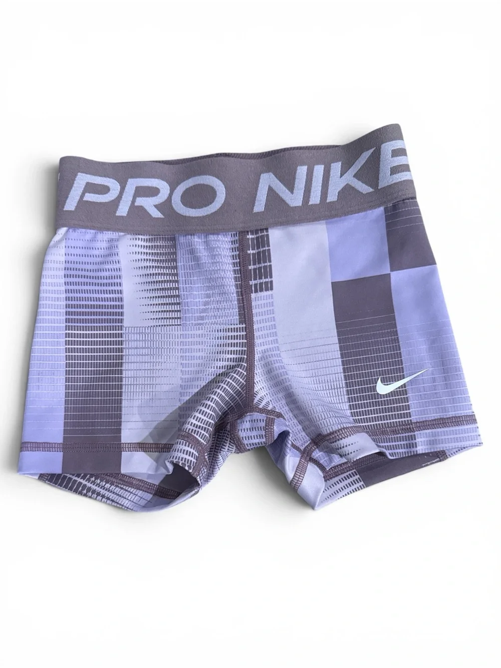 Nike Girls' Lavender and Dark Gray Pro Printed Compression Shorts